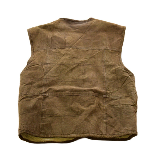 Vintage 1990s Suede Leather Sherpa Lined Vest Men's Medium from propervintagecanada