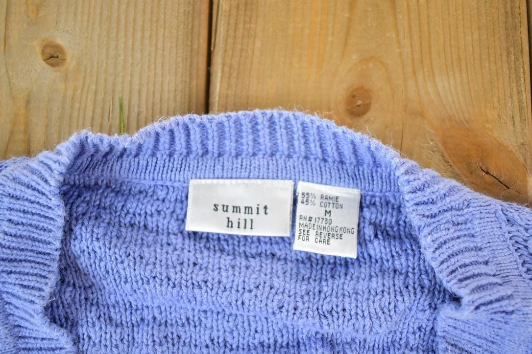 Vintage 1990s Summit Hill Cable Knit Perfect Mild Distress Cardigan Sweater Made In USA from propervintagecanada