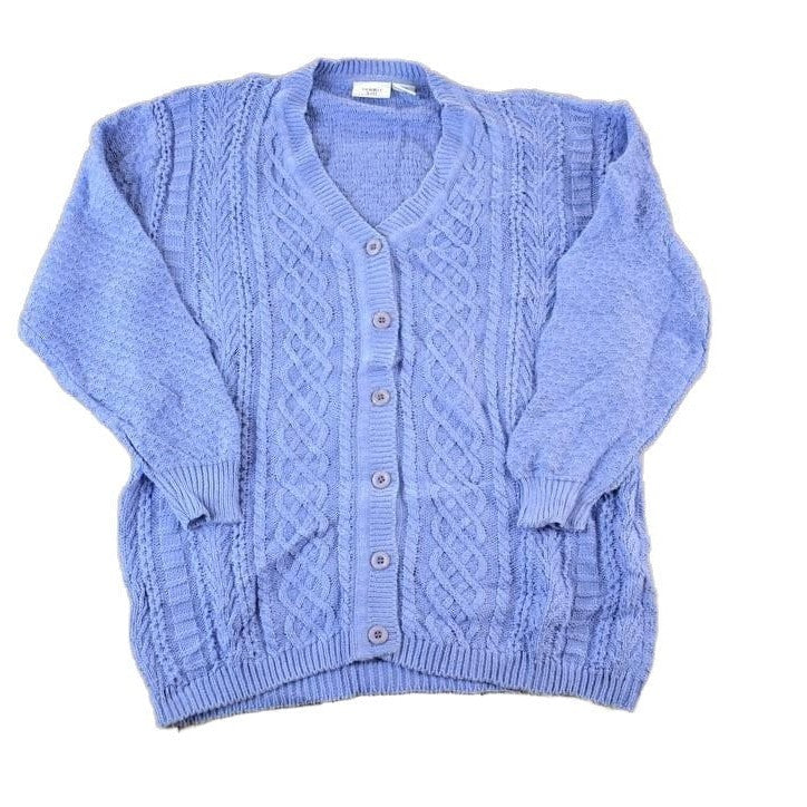 Vintage 1990s Summit Hill Cable Knit Perfect Mild Distress Cardigan Sweater Made In USA from propervintagecanada