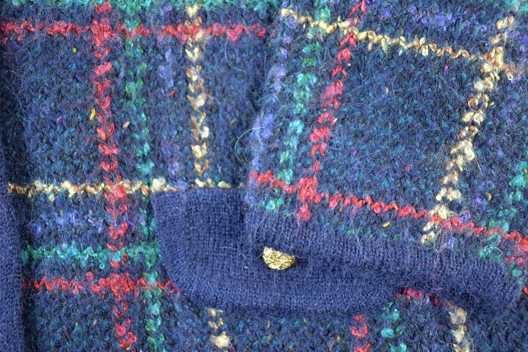 Vintage 1990s Summit Hill Chunky Wook Knit Abstract Pattern Button Up Cardigan Sweater Womens L from propervintagecanada