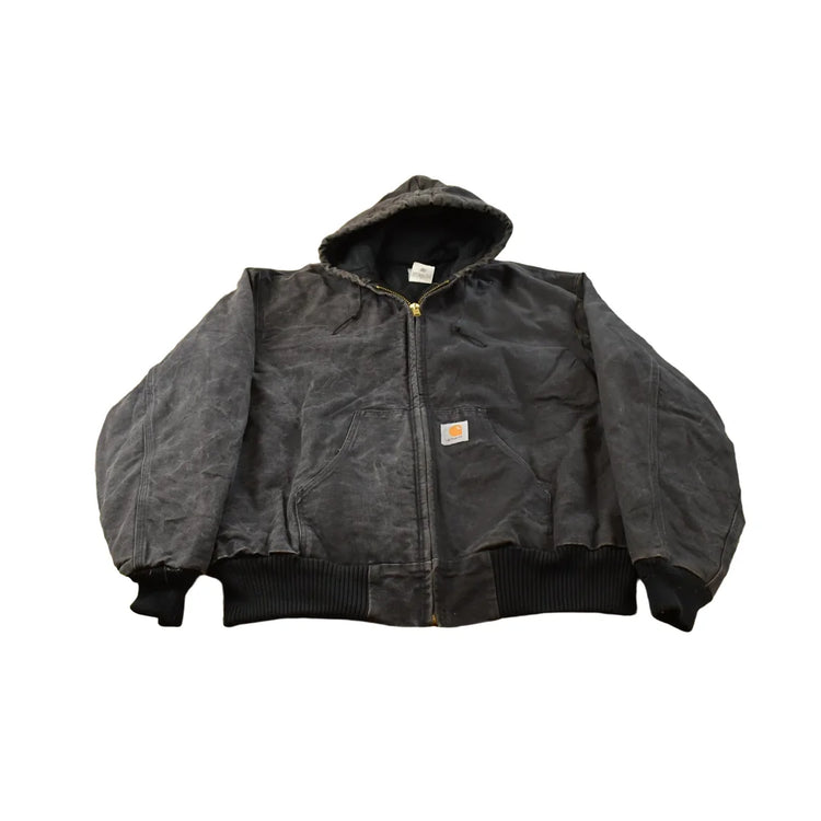 Vintage 1990s Sun Faded Carhartt Hooded Jacket Men's 2XL / Workwear / Streetwear / Tan Jacket / Distressed / Vintage Work Jacket from propervintagecanada