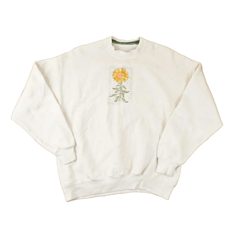 Vintage 1990s Sunflower Embroidered Crewneck Sweatshirt Womens L from propervintagecanada