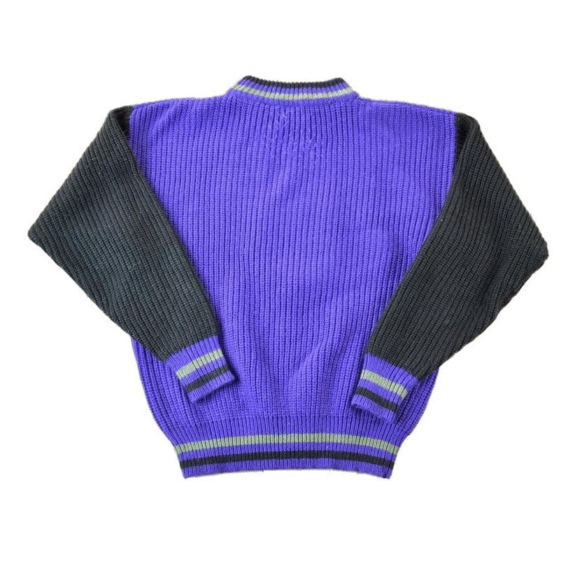 Vintage 1990s Sunsations College Edition Knit Abstract Pattern Crewneck Sweater Men's Small from propervintagecanada