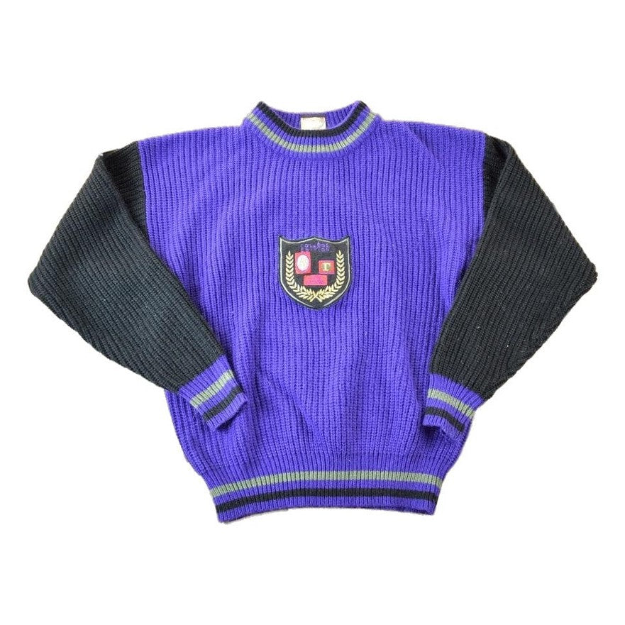 Vintage 1990s Sunsations College Edition Knit Abstract Pattern Crewneck Sweater Men's Small from propervintagecanada