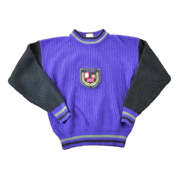 Vintage 1990s Sunsations College Edition Knit Abstract Pattern Crewneck Sweater Men's Small from propervintagecanada