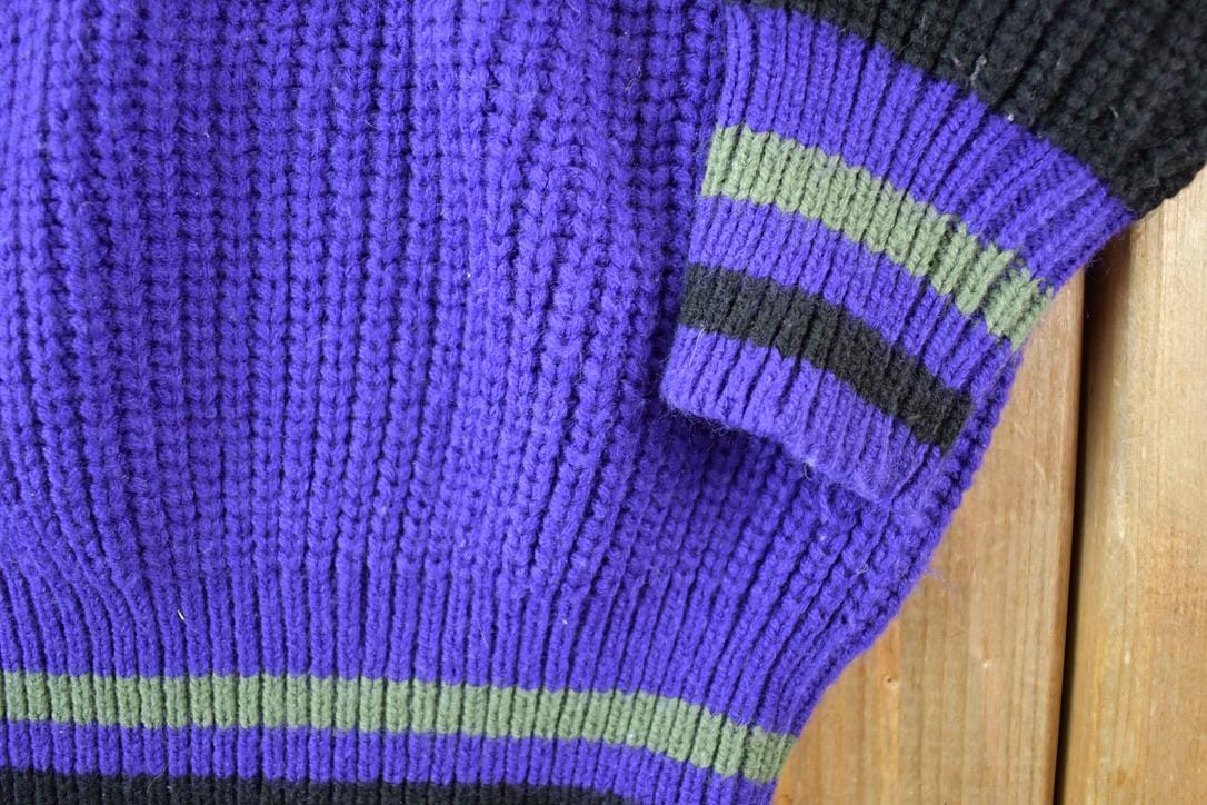 Vintage 1990s Sunsations College Edition Knit Abstract Pattern Crewneck Sweater Men's Small from propervintagecanada