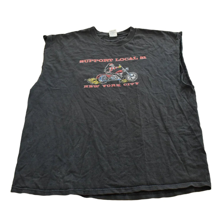 Vintage 1990s Support Your Local 81 New York City Motorcycle Tank Top T-Shirt Mens XL from propervintagecanada