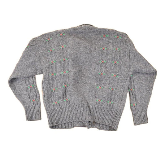 Vintage 1990s Susan Bristol Abstract Wool Knit Cardigan Sweater Women's M from propervintagecanada