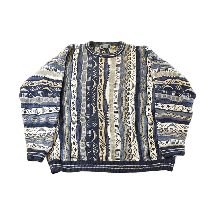 Vintage 1990s Sutter & Grant 3D Cable Knit Crewneck Sweater Men's XL from propervintagecanada