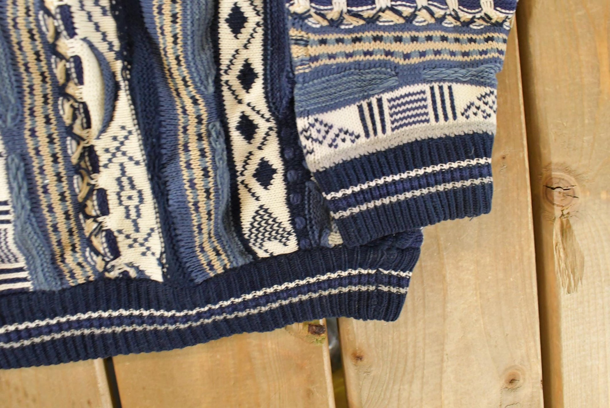 Vintage 1990s Sutter & Grant 3D Cable Knit Crewneck Sweater Men's XL from propervintagecanada