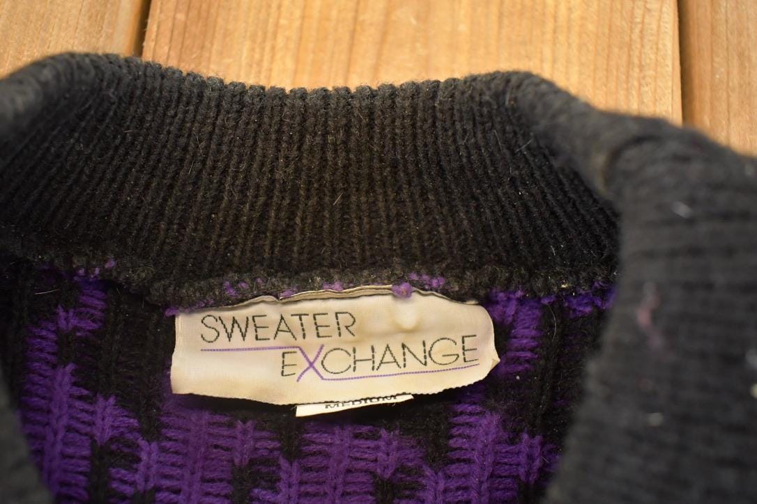Vintage 1990s Sweater Exchange Knit Crewneck Sweater Women's L from propervintagecanada