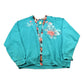 Vintage 1990s Sweats Appeal Turquoise Floral Cardigan Sweater Women's M from propervintagecanada