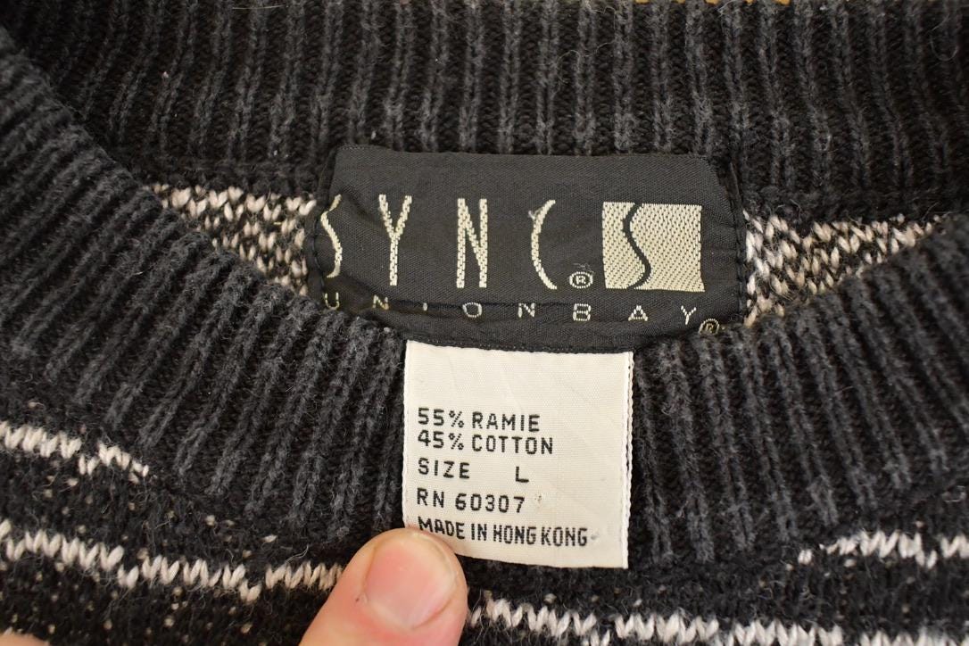 Vintage 1990s Syncs Unionbay Knit Crewneck Sweater Men's M from propervintagecanada