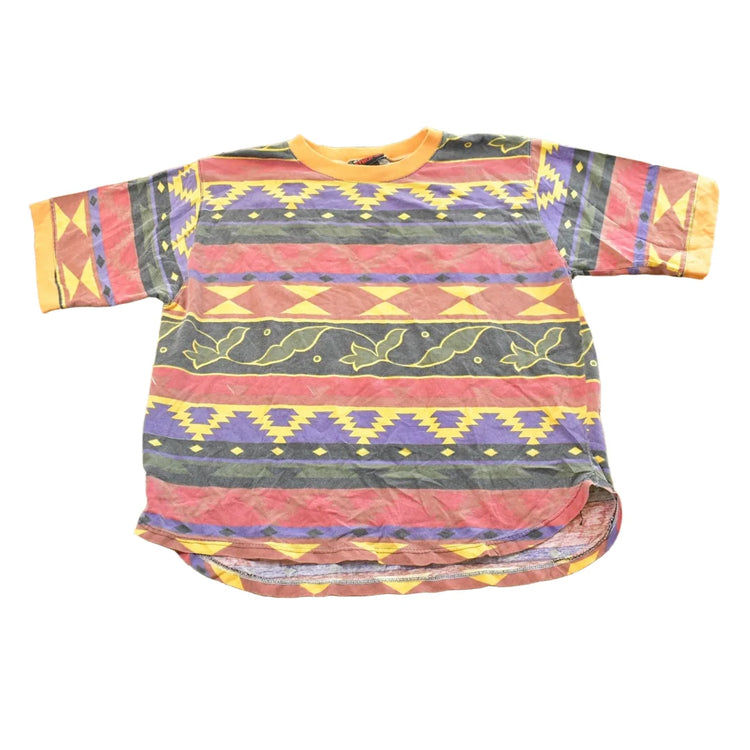 Vintage 1990s Synopsis Multicolor Abstract Striped T Shirt Mens M from propervintagecanada