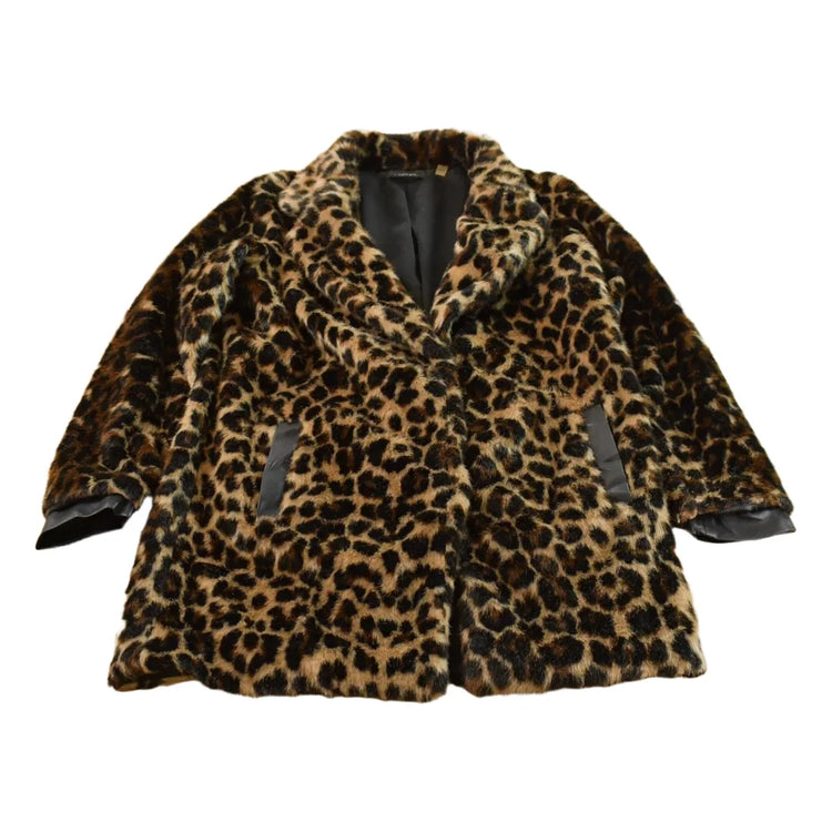 Vintage 1990s T Tahari Leopard Print Faux Fur Jacket Coat Women's Small from propervintagecanada