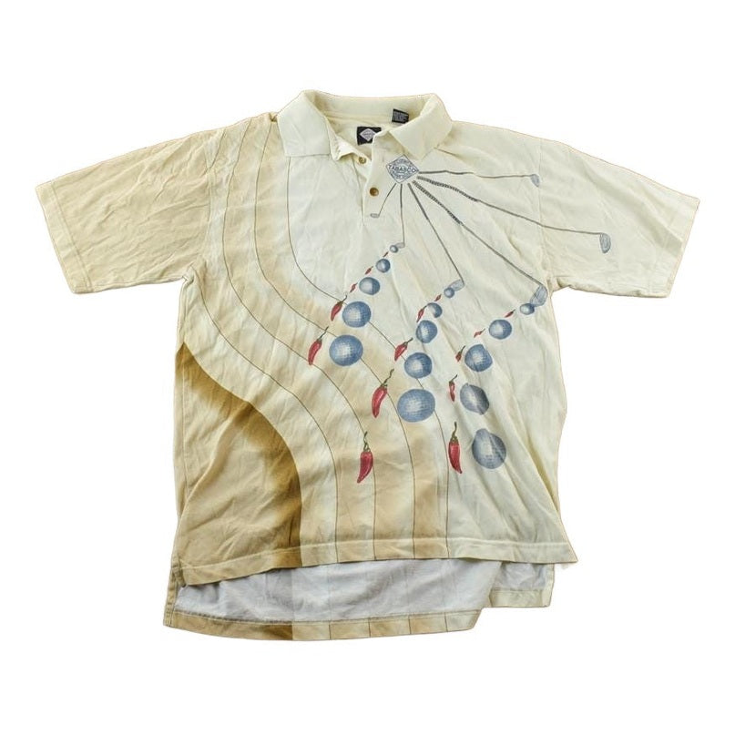 Vintage 1990s Tabasco Golfing Souvenir Single Stitch Graphic Print Polo Shirt Men's Large from propervintagecanada