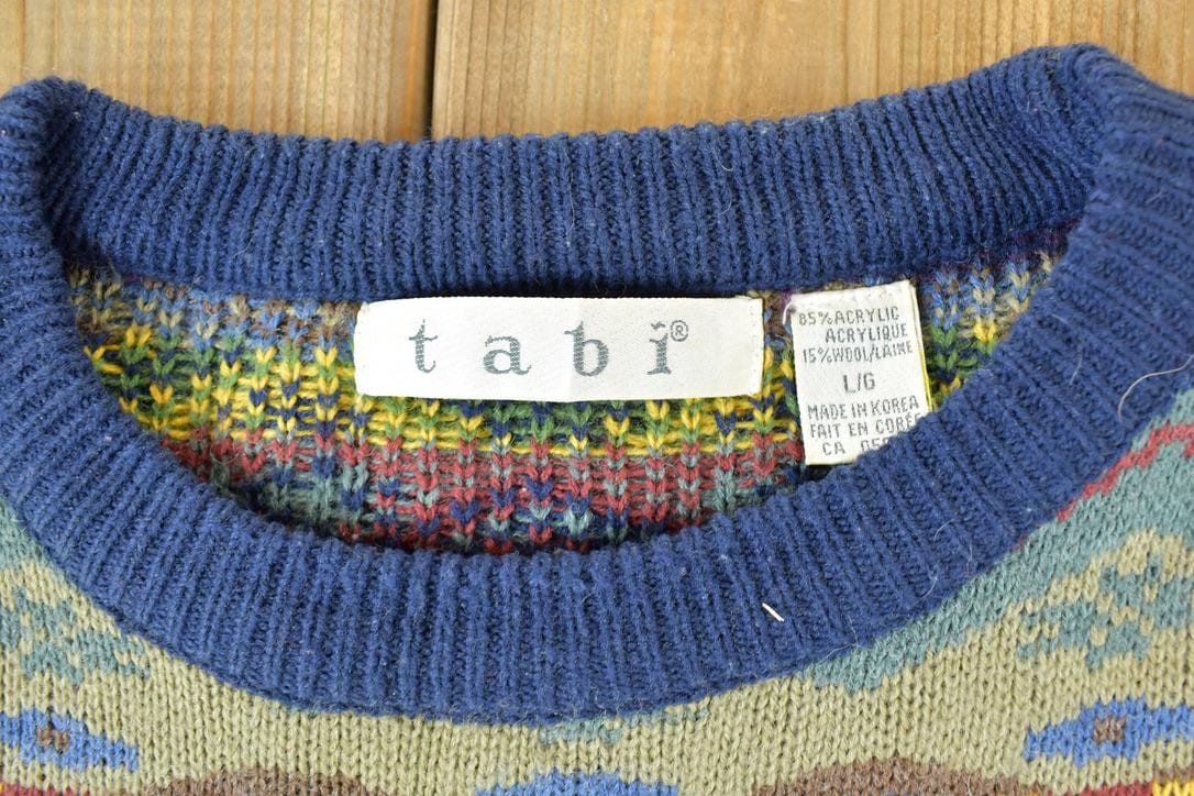 Vintage 1990s Tabi Knit Abstract Pattern Coogi Style Crewneck Sweater Men's XL from propervintagecanada