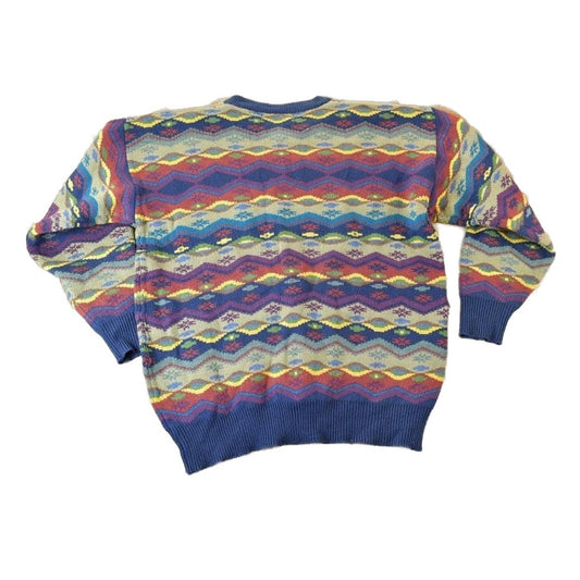 Vintage 1990s Tabi Knit Abstract Pattern Coogi Style Crewneck Sweater Men's XL from propervintagecanada