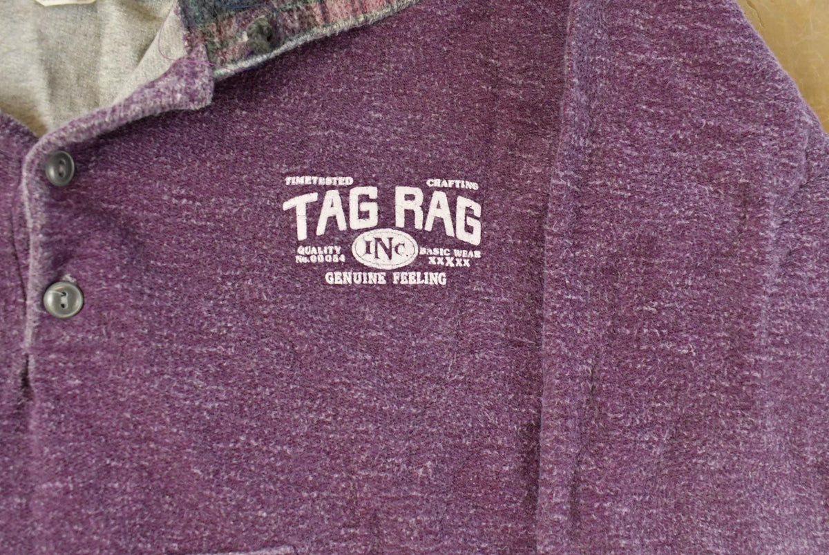 Vintage 1990s Tag Rag Henley Hoodie Sweatshirt Men's Large from propervintagecanada