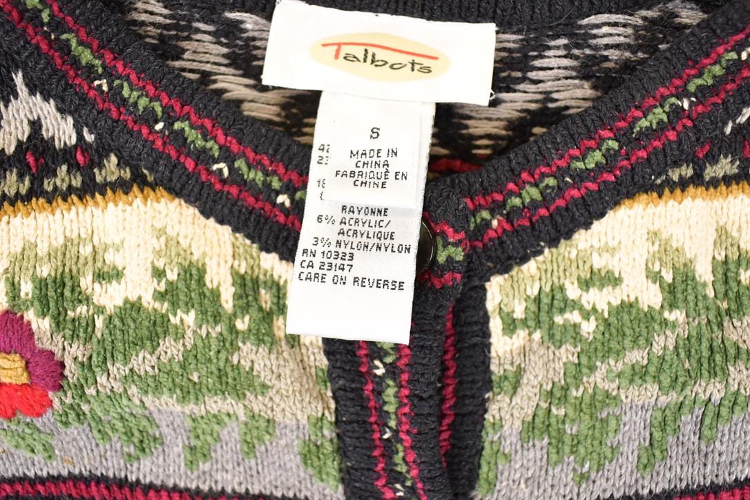 Vintage 1990s Talbots Abstract Knit Cardigan Sweater Womens S from propervintagecanada