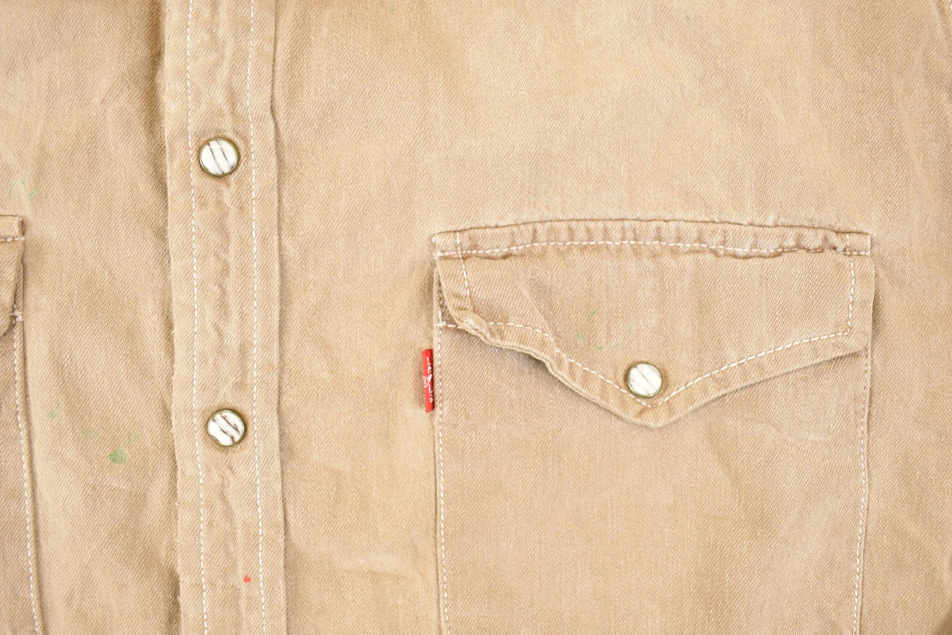 Vintage 1990s Tan Levis Button Up Shirt Men's L from propervintagecanada