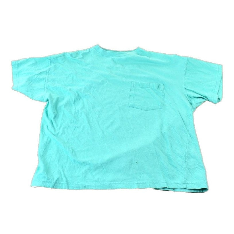 Vintage 1990s Tangerine Single Stitch Blank Teal Pocket T-Shirt Men's Small from propervintagecanada