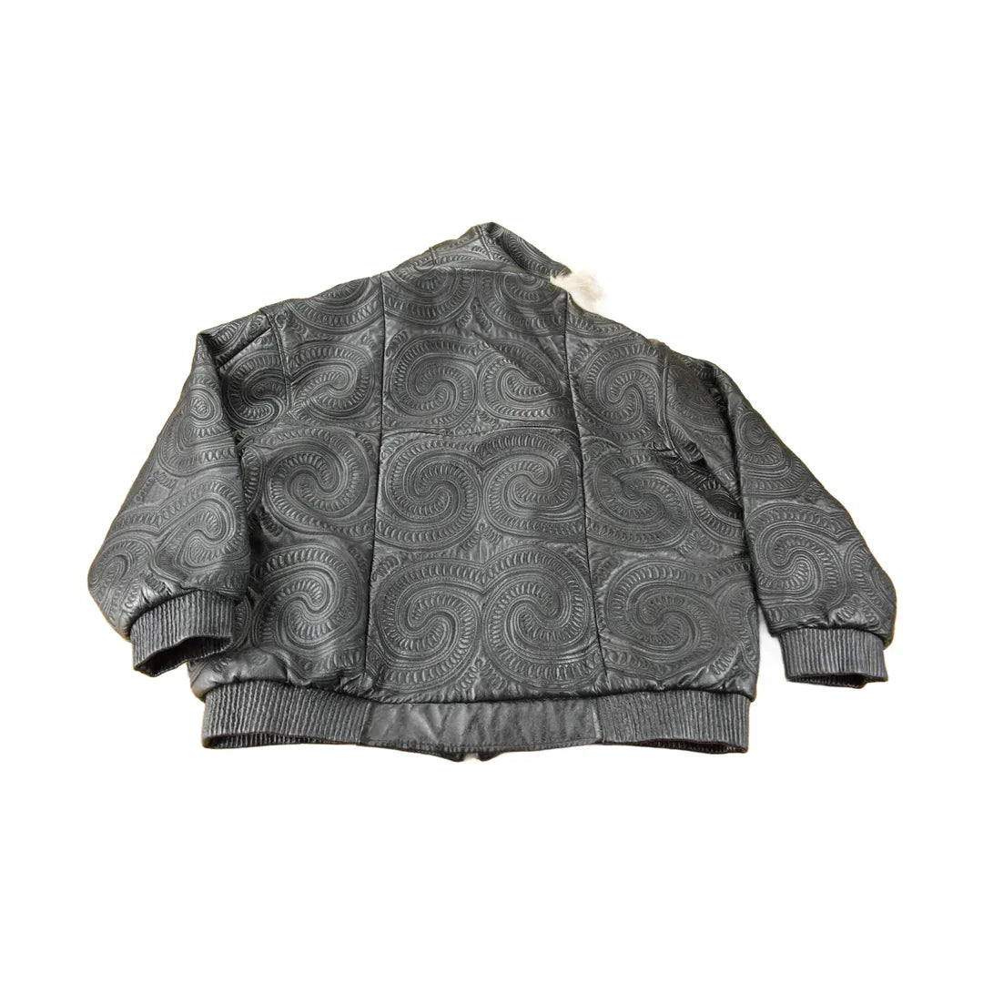 Vintage 1990s Tanners Avenue Leather Mosaic Embroidered Bomber Jacket Men's 3XL from propervintagecanada