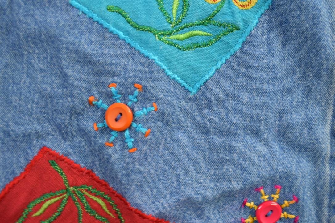 Vintage 1990s Tantrums Embroidered Jean Button Up Shirt Men's Large from propervintagecanada