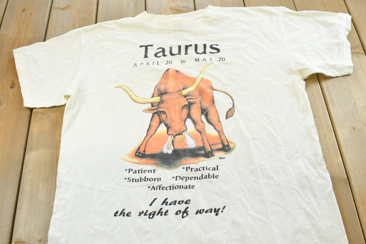 Vintage 1990s Taurus Zodiac Sign Sleep T-Shirt Mens XL from propervintagecanada