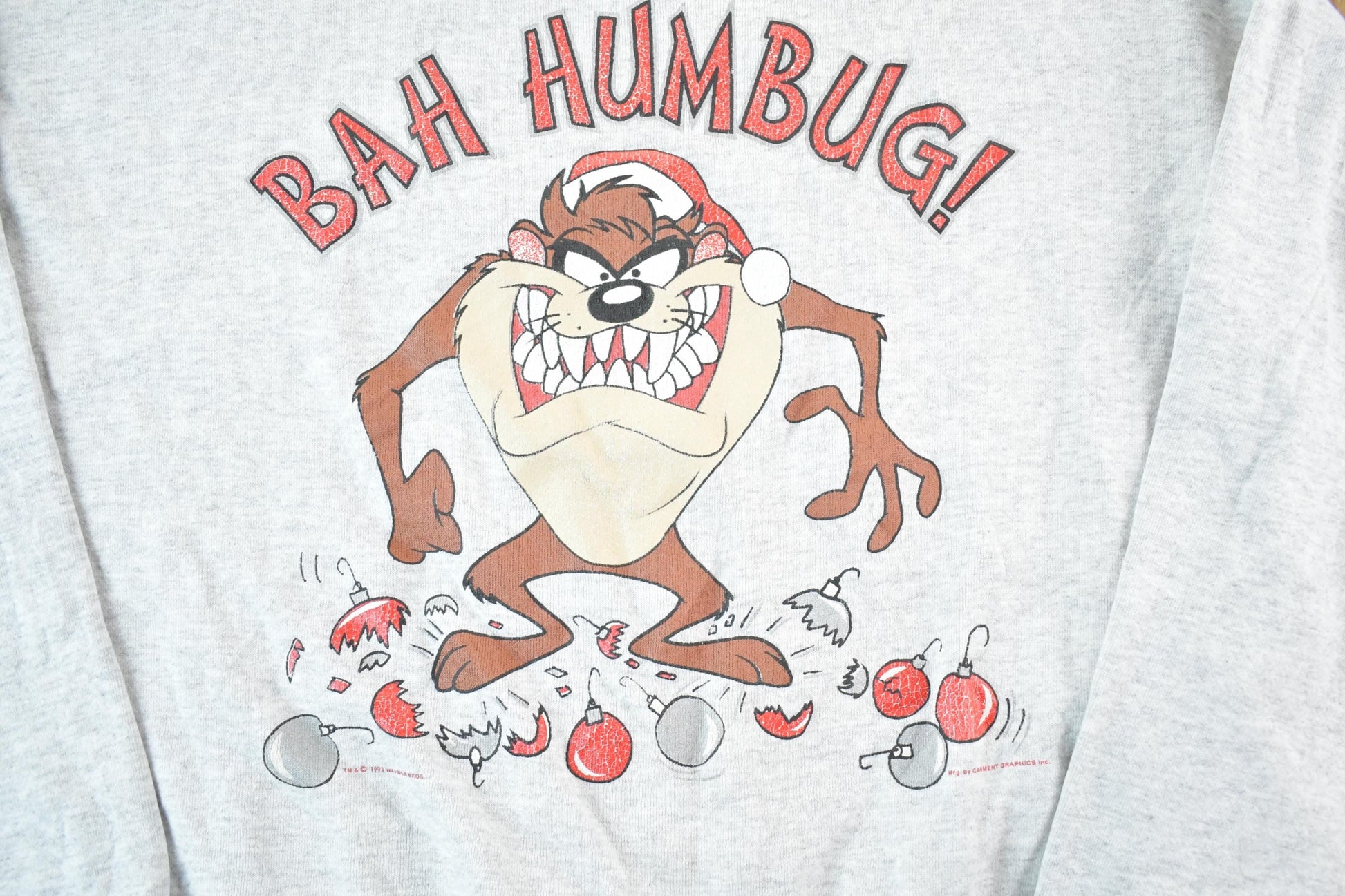 Vintage 1990s Taz Bah Humbug Looney Tunes Crewneck Mens XL from propervintagecanada