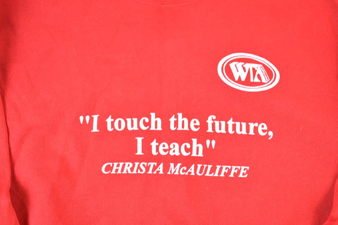 Vintage 1990s Teach The Future Crewneck Sweatshirt Men's Medium from propervintagecanada