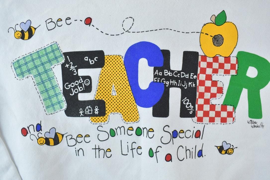 Vintage 1990s Teacher Bee Someone Special Crewneck Sweatshirt Made In USA Men's Large from propervintagecanada