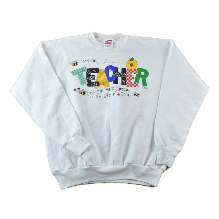 Vintage 1990s Teacher Bee Someone Special Crewneck Sweatshirt Made In USA Men's Large from propervintagecanada