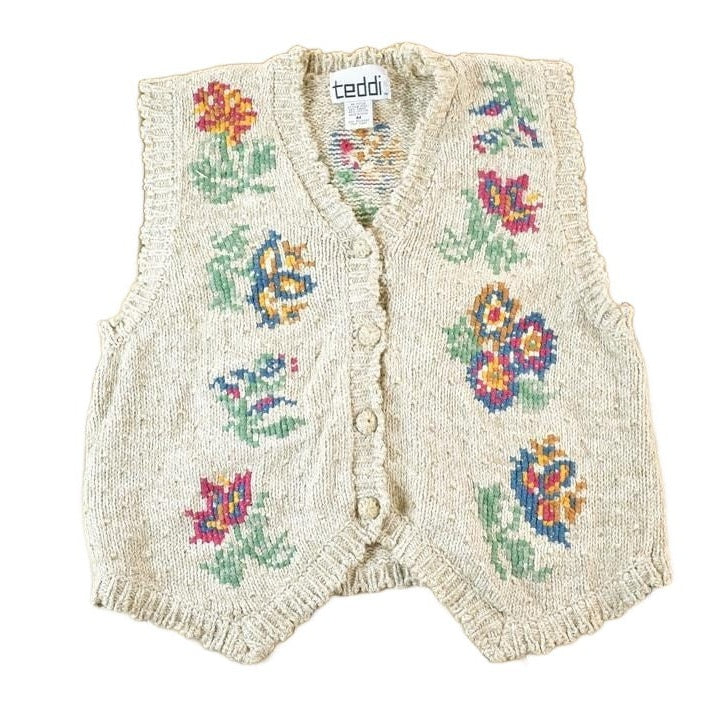 Vintage 1990s Teddi Abstract Knit Cardigan Sweater Vest Womens S from propervintagecanada