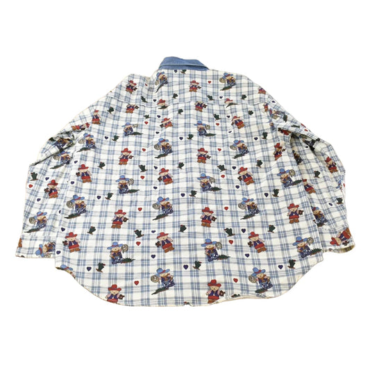 Vintage 1990s Teddy Bear Denim Collar Button Up Shirt Women's Large from propervintagecanada