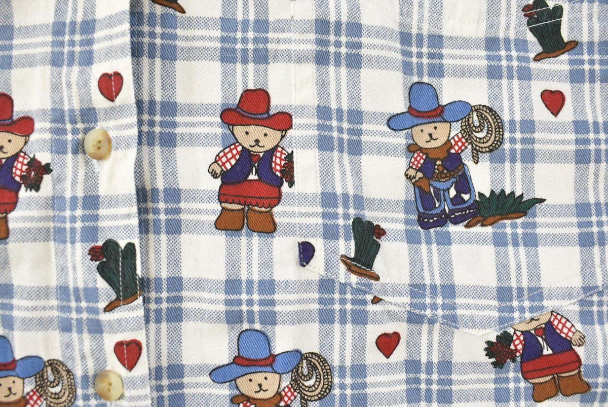 Vintage 1990s Teddy Bear Denim Collar Button Up Shirt Women's Large from propervintagecanada
