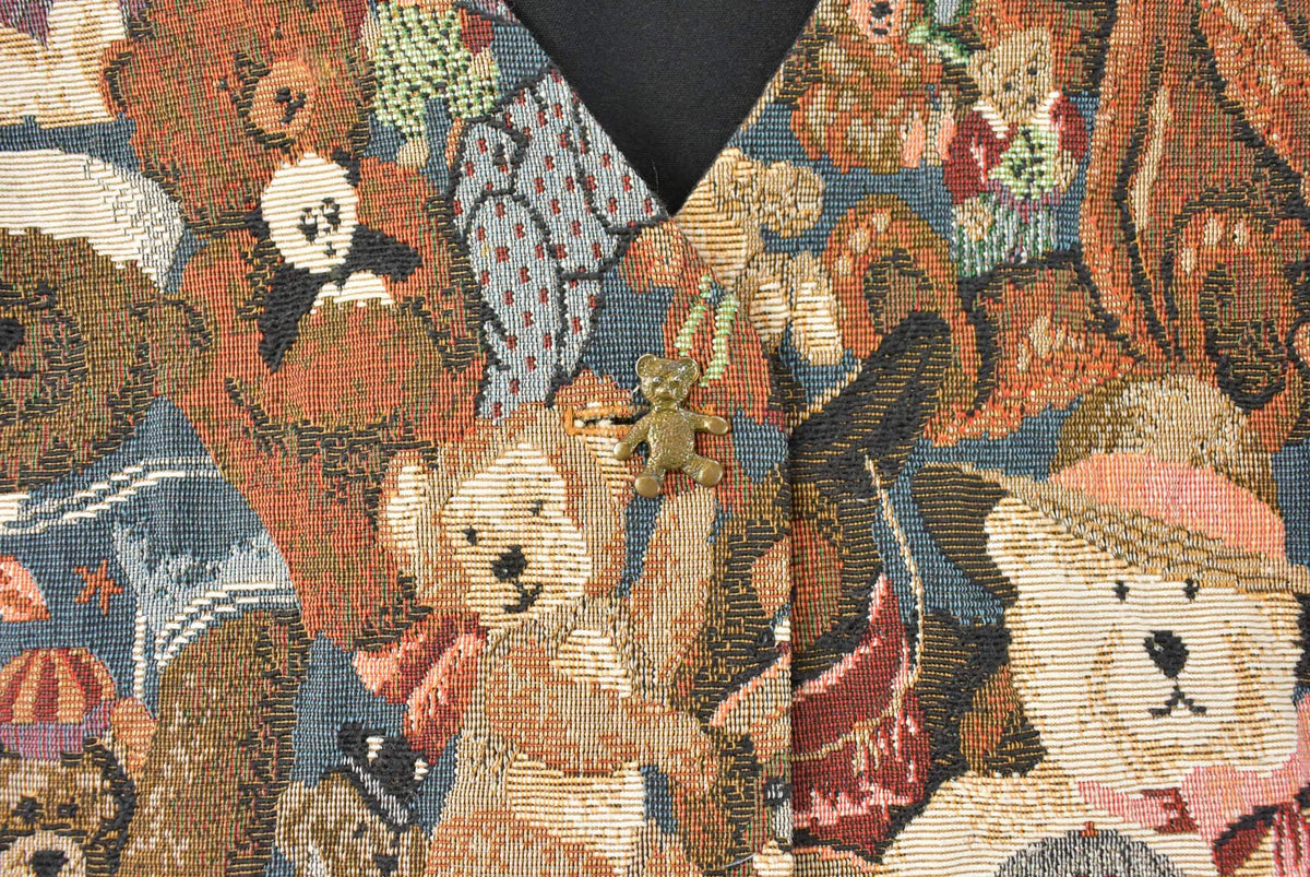 Vintage 1990s Teddy Bear Theme Button Up Vest Women's Large from propervintagecanada