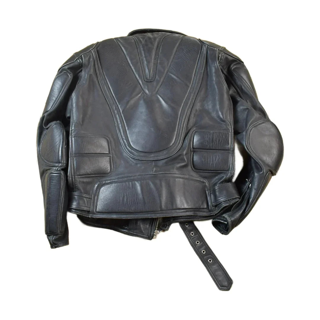 Vintage 1990s Teknic Heavy Padded Leather Biker Motorcycle Jacket from propervintagecanada