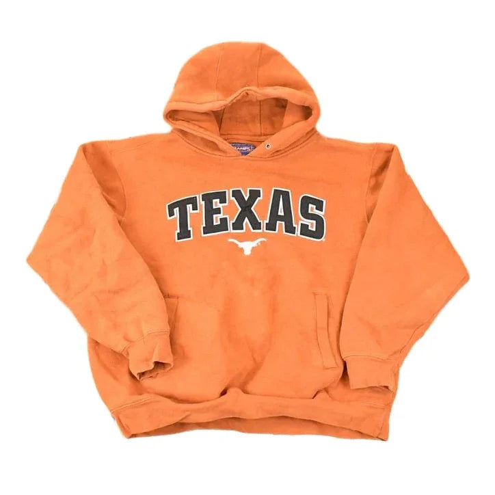 Vintage 1990s Texas Longhorns Embroidered University Hoodie Sweater Mens L from propervintagecanada