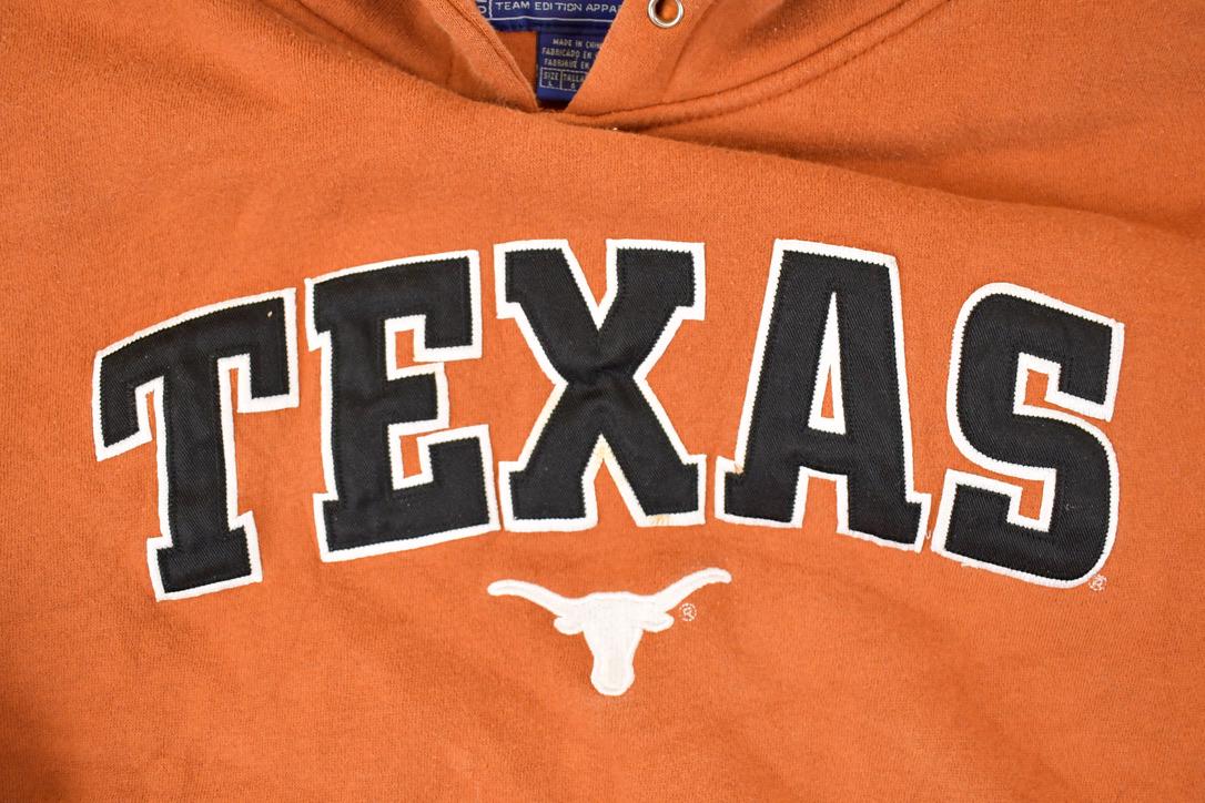 Vintage 1990s Texas Longhorns Embroidered University Hoodie Sweater Mens L from propervintagecanada