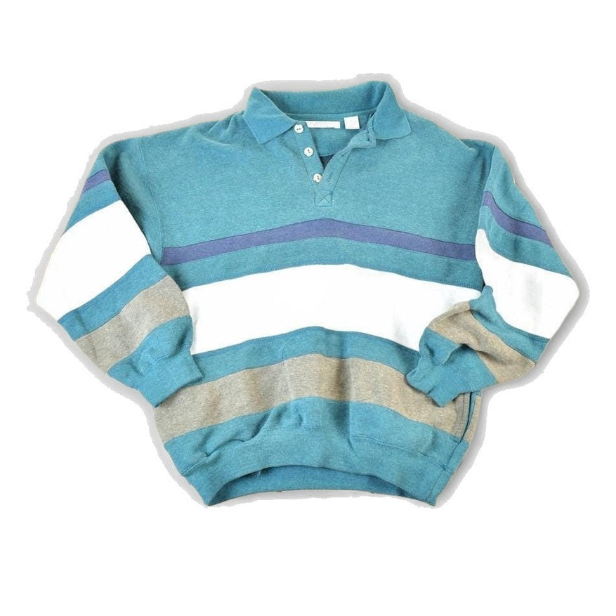 Vintage 1990s The Apparel Zone Quarter Button Crewneck Sweatshirt Mens L from propervintagecanada