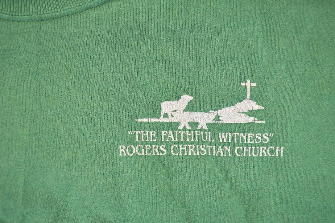 Vintage 1990s The Faithful Witness Christian Church Graphic Print Crewneck Sweatshirt Men's L from propervintagecanada