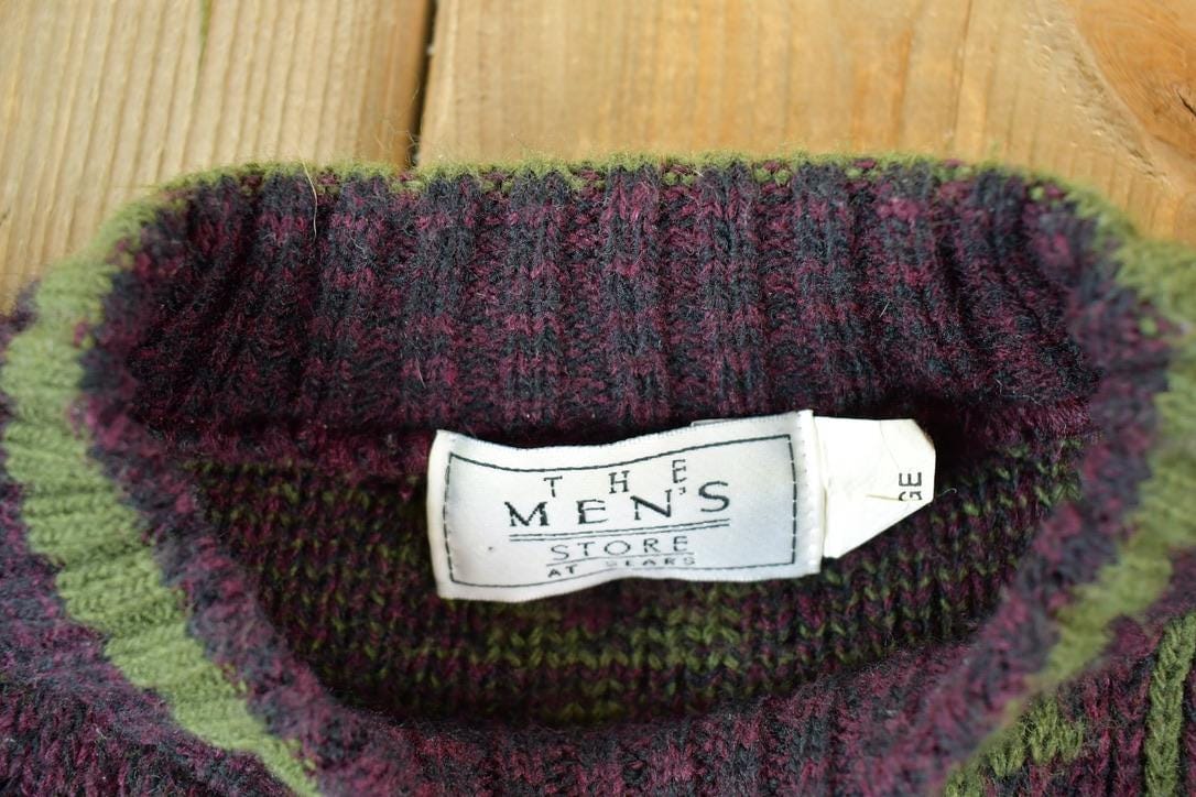 Vintage 1990s The Mens Store Knit Abstract Pattern Crewneck Sweater Made In USA Men's XL from propervintagecanada