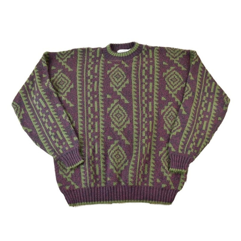 Vintage 1990s The Mens Store Knit Abstract Pattern Crewneck Sweater Made In USA Men's XL from propervintagecanada