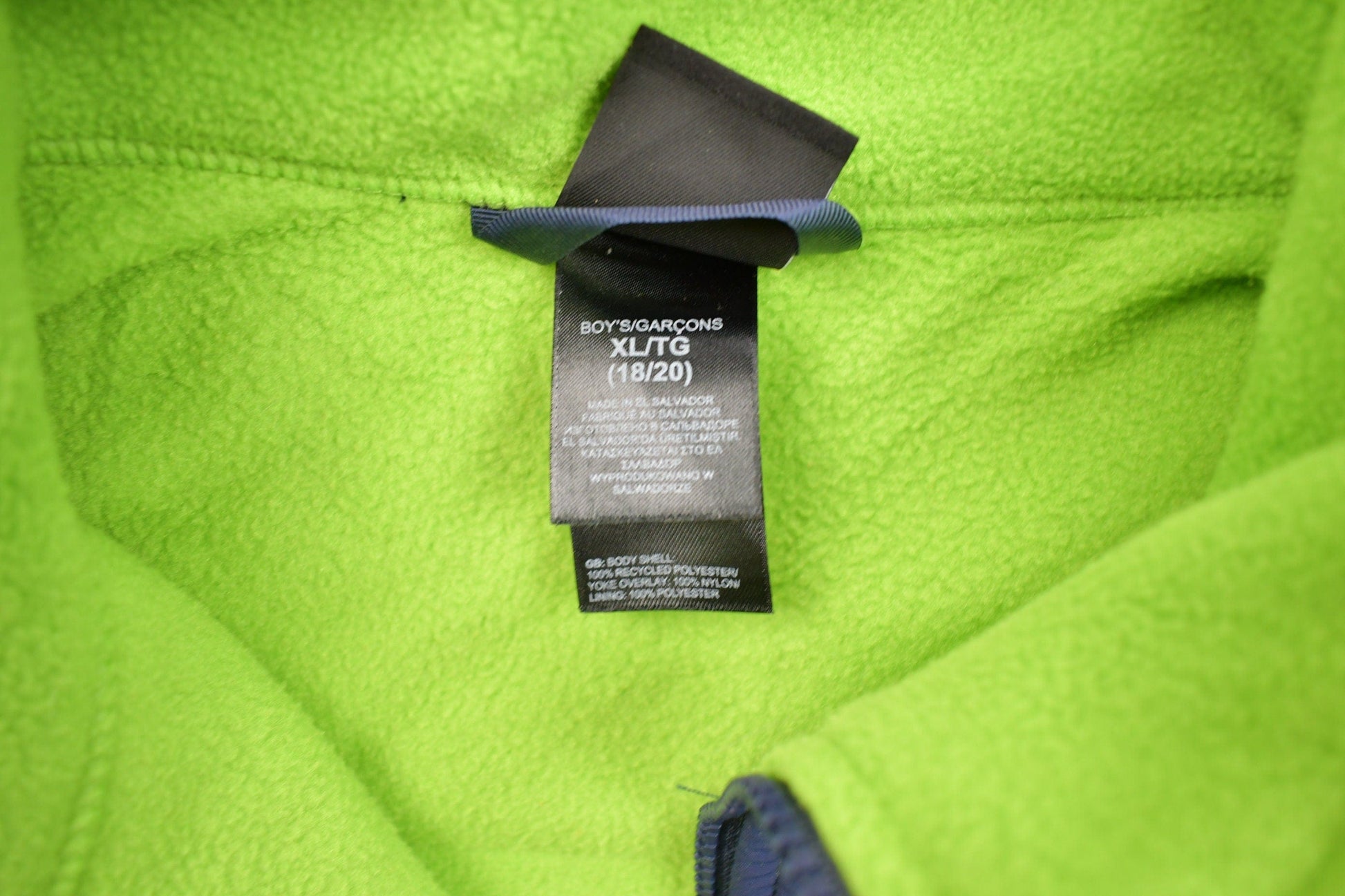 Vintage 1990s The North Face Green & Blue Boys Denali Fleece Sweater Youth XL from propervintagecanada
