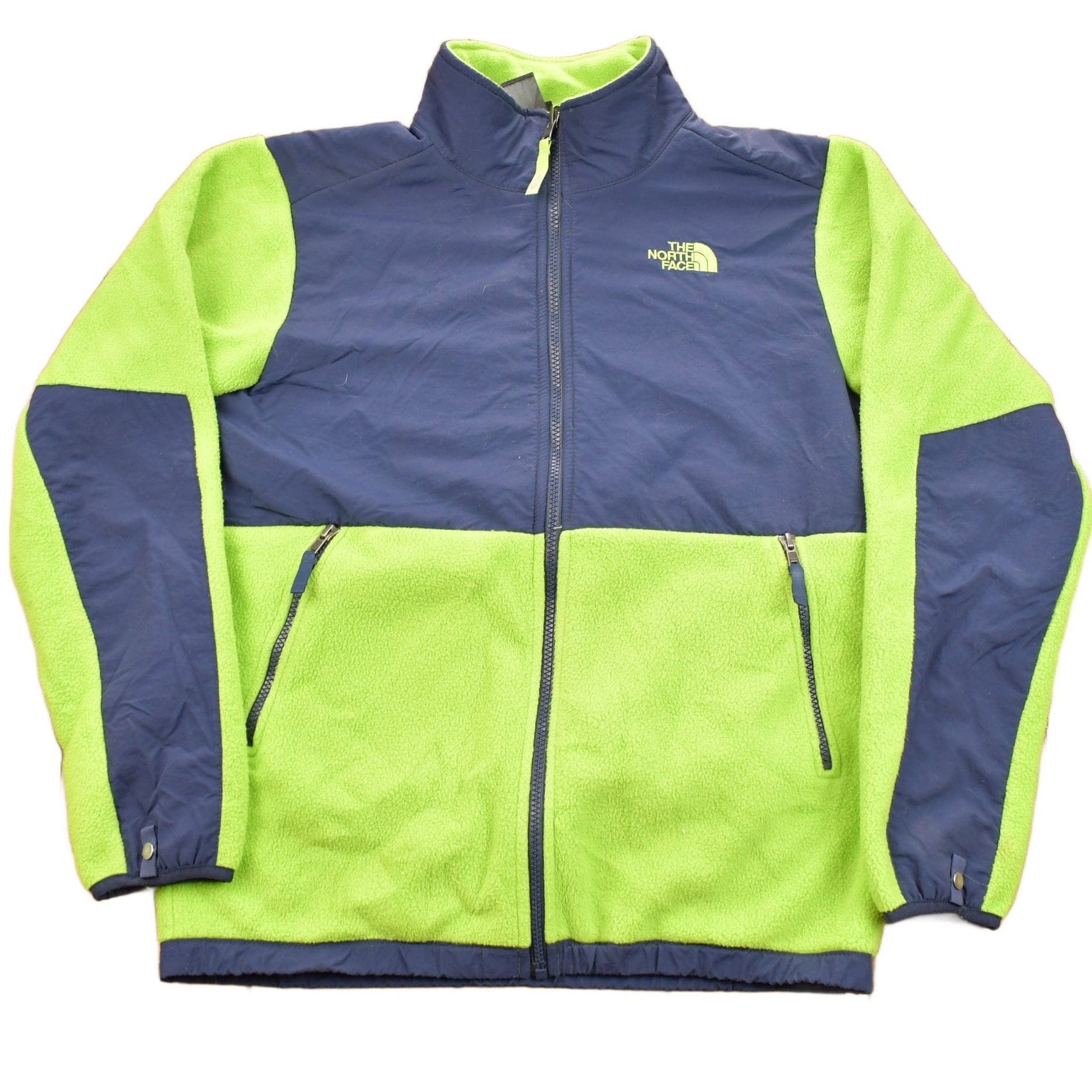 Vintage 1990s The North Face Green & Blue Boys Denali Fleece Sweater Youth XL from propervintagecanada