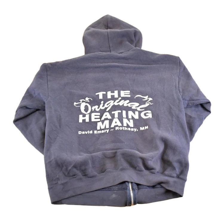 Vintage 1990s The Original Heating Man Souvenir Zip Up Hoodie Sweatshirt Men's M from propervintagecanada
