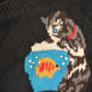 Vintage 1990s The Quacker Factory AOP Embroidered Cat Knit Cardigan Sweater Women's XL from propervintagecanada