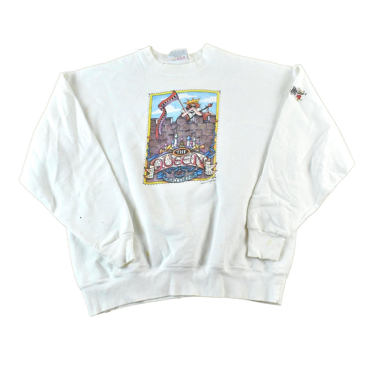 Vintage 1990s The Queen Of Everything Cute Cartoon Crewneck Sweater Men's XL from propervintagecanada