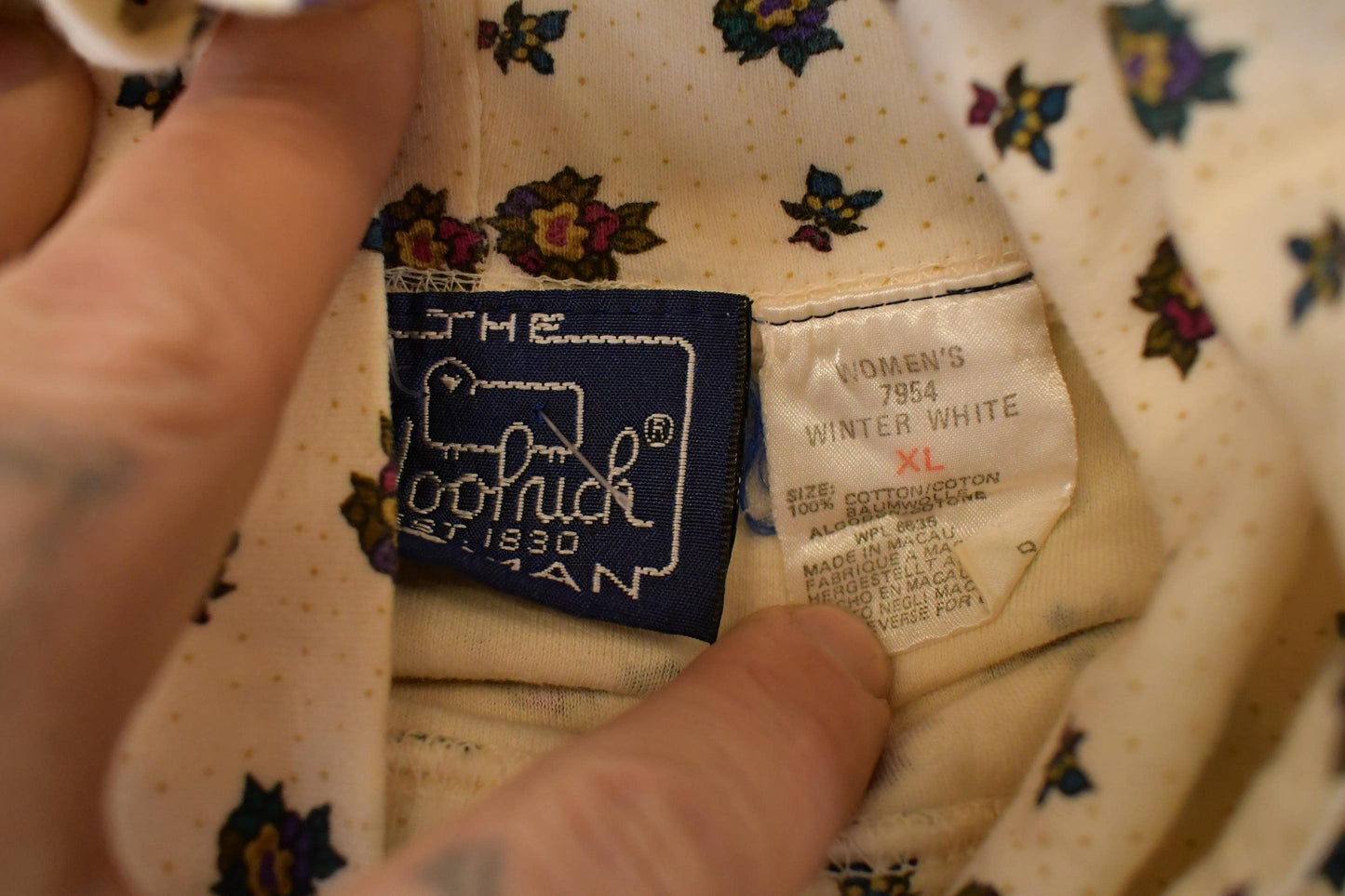 Vintage 1990s The Woolrich Woman AOP Floral Graphic Print Turtleneck Shirt Womens L from propervintagecanada